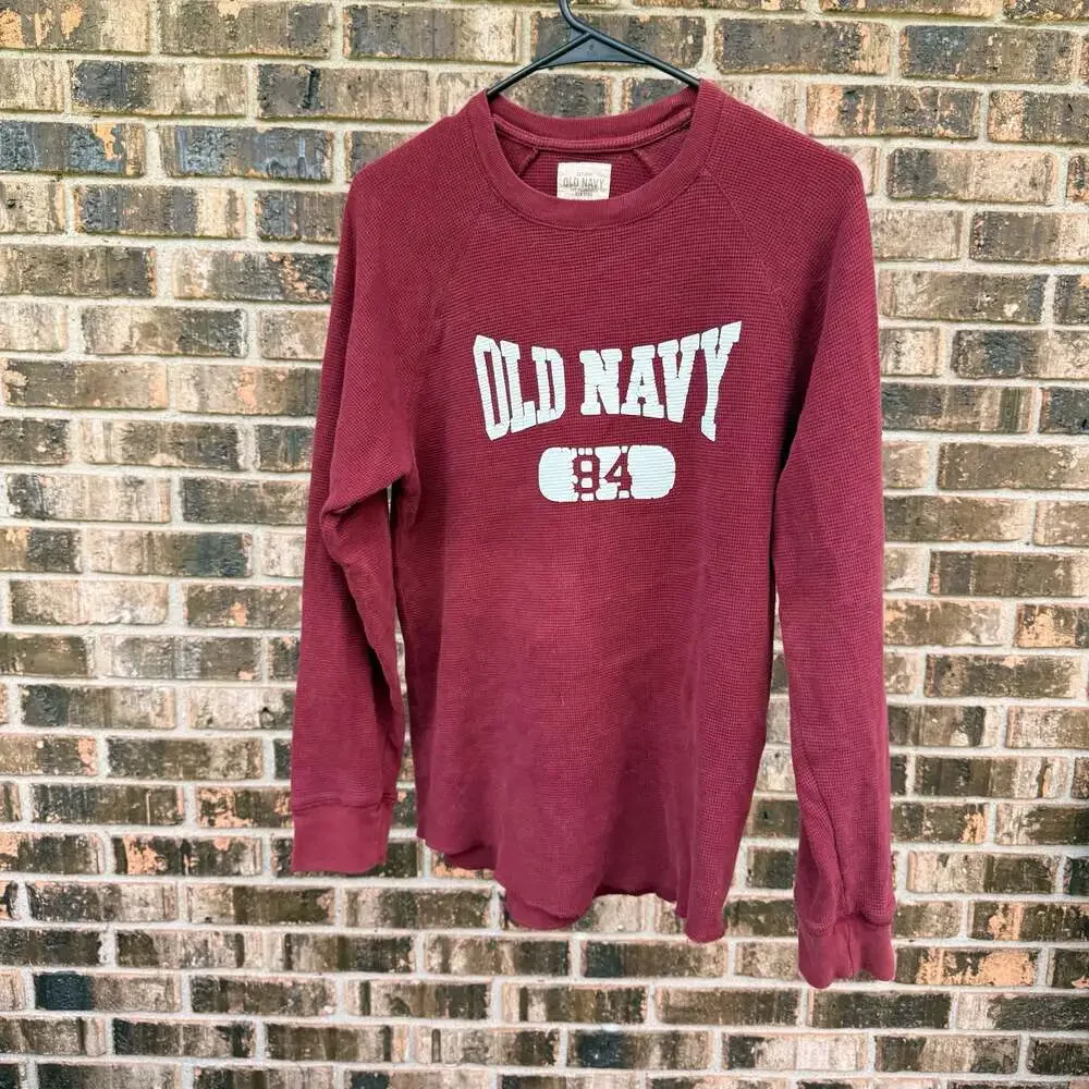 Old Navy-Established 1994 Mens Thermal Sweater Sz.Large/Burgundy/Bear Logo